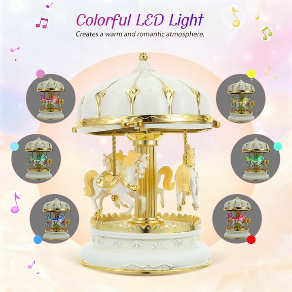Carousel Music Box 7.6" Rotate Christmas Music Box for Kids & Adults