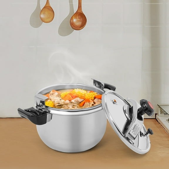 Silver Stainless Steel Pressure Cooker 9L Pressure Stewing Pot 10.24*11.81in for Hotels, Restaurants, Families