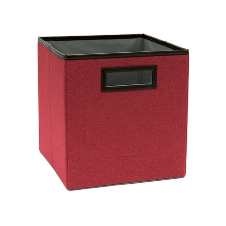 Midwest Red Container 1132 Cubeicals Premium Fabric Bin with Decorative Trim, Rose Red Linen, 420d Polyester By ClosetMaid from USA ()