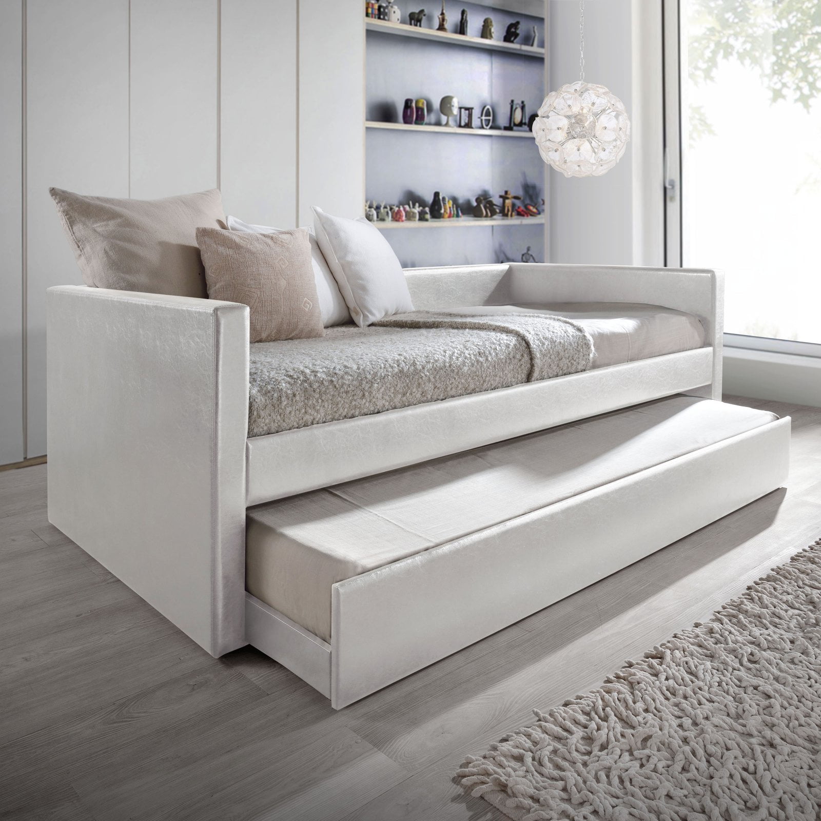 Baxton Studio Risom Modern And Contemporary White Faux Leather Baxton Studio Risom Modern And Contemporary White Faux Leather Upholstered Twin Size Daybed Bed Frame With Trundle Com