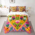 thumbnail image 2 of Manfei Colorful Graffiti Flower 7-Piece Twin Bedding Sets,Oil Painting Artwork Bedding Comforter Set,Pink Green Orange Sheet Sets For Girls Kids,Microfiber Bedroom Decor Reversible, 2 of 8