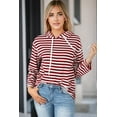 thumbnail image 5 of Plusashion Stylish Burgundy Stripe Drawstring Hoodie - Kangaroo Pocket, Trendy All Season, 5 of 8