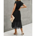 thumbnail image 7 of Women Summer Bohemian Floral Casual Wrap V Neck Ruffle Cap Sleeveless Belt A-Line Pleated Hem Midi Sun Dress White, 7 of 7