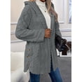 thumbnail image 5 of Womens Winter Fleece Hooded Jackets Graphic Fuzzy Warm Coat Cardigan Jacket Side Split Fall Outerwear Gray XXL, 5 of 9