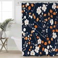 thumbnail image 2 of 72x78 Inch Shower Curtain Orange Flower Bathroom Decor Waterproof Fabric Bathtub Bath Curtains Decorative White Spring Pastoral Floral Navy Blue Extra Long Shower Curtain Set with Hooks, 2 of 6