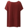 thumbnail image 4 of B91xZ Women's Manches Courtes T Shirts Ample Manches Courtes Col Rond T Shirts, Wine M, 4 of 4