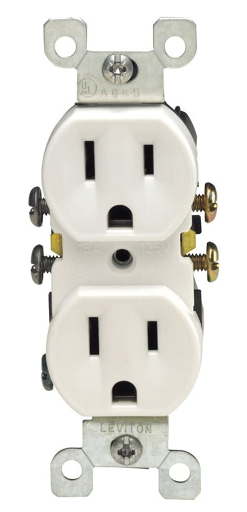 Leviton  15 amps 125 volt Duplex  White  Outlet  5-15R  1 pk