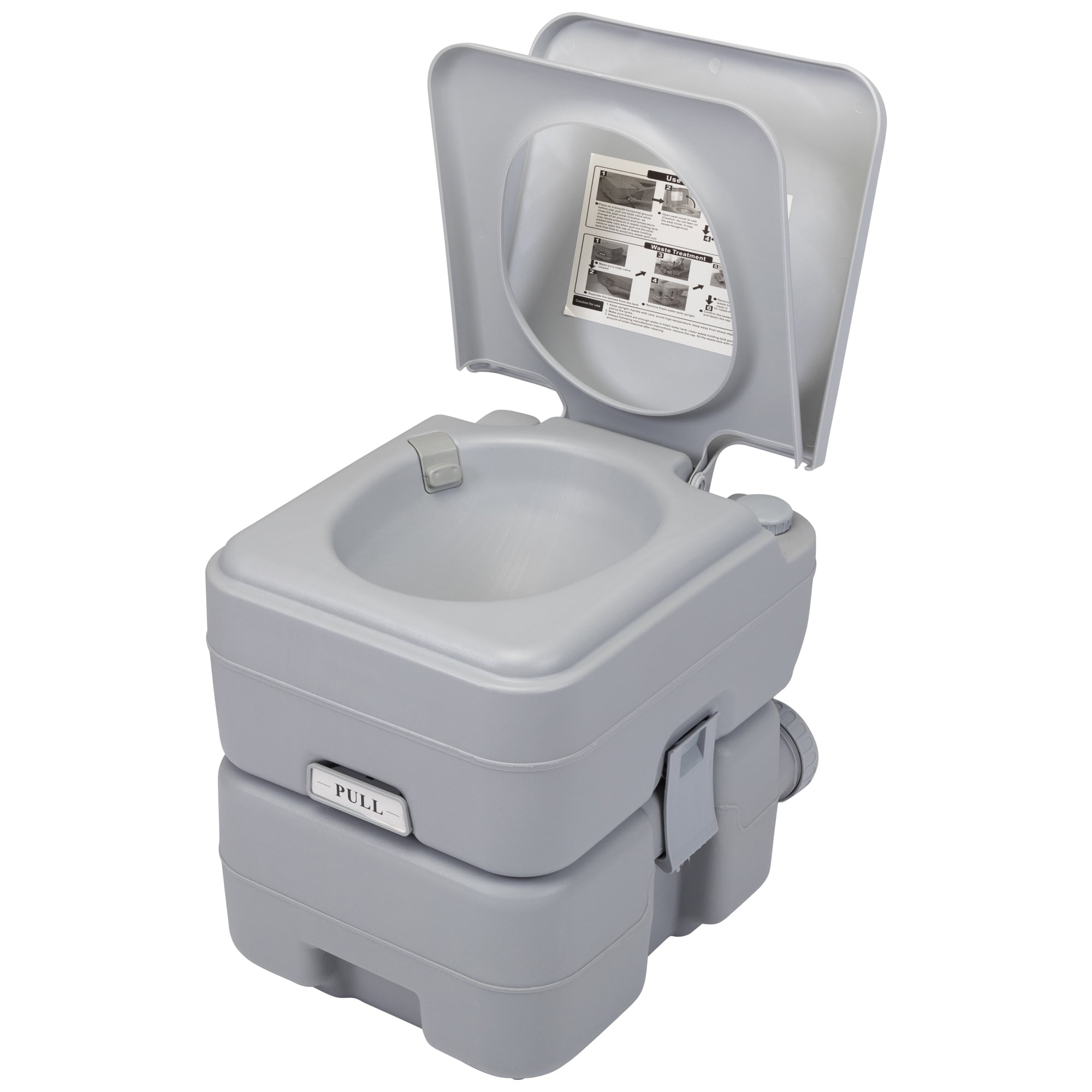 kepooman Outdoor Portable Toilet, 5.3 Gallon Detachable Waste Tank with Press Flush Pump, Gray kepooman Outdoor Portable Toilet, 5.3 Gallon Detachable Waste Tank with Press Flush Pump, Gray