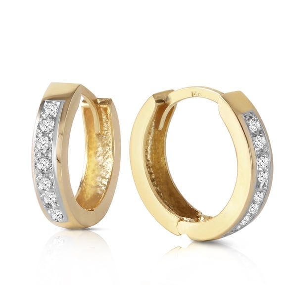 Galaxy Gold 14k Yellow Gold Hoop Huggie Earring with Diamonds