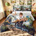 thumbnail image 3 of meiyoeat Waterfall Mountain Dino Full Size Comforter Sets for Boys Girls, Natural Prehistoric Wildlife Bedding Comforter Set, Green Brown, Grey Reversible, 3-Piece, 1 Comforter and 2 Pillowcases, 3 of 6