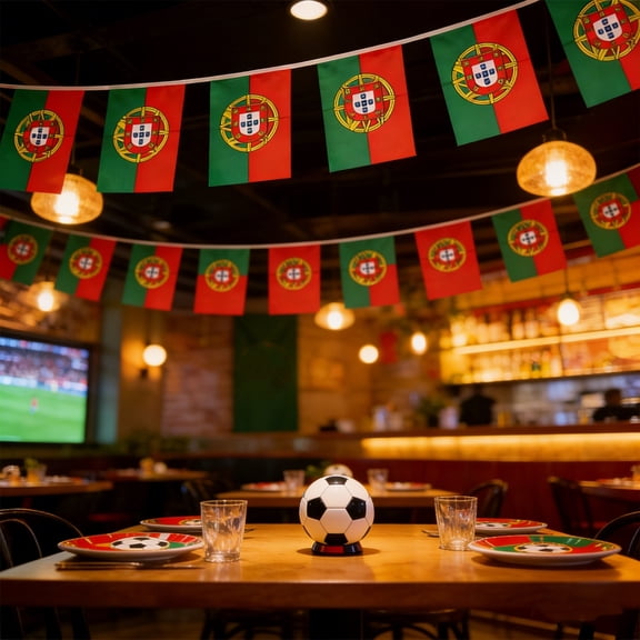 LWVITH Portugal Bunting Flags 20 Flags 5.5M for Football Match Viewing Fan Party Decorations Bar Atmosphere Supplies Multicolor Nylon 14x21cm Flags for Outdoor Hanging