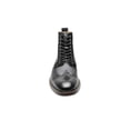 thumbnail image 6 of STACY ADAMS Mens Black Mixed Media Heel Pull-Tab Brogue Cushioned Eyelet Finnegan Wingtip Toe Stacked Heel Lace-Up Leather Dress Boots Shoes 8.5 M, 6 of 7