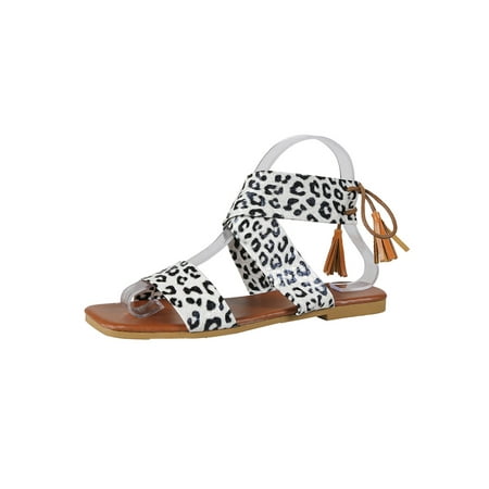 

Bellella Women Casual Shoes Beach Summer Sandal Open Toe Flat Sandals Comfort Walking Work Leopard Print 7