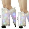 thumbnail image 5 of dianhelloya 1 Pair Faux Fur Leg Warmers with Light Women Stage Performance High Tube Plush Socks for Party White, 5 of 7