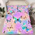 thumbnail image 2 of Homewish Glitter Dreamy Butterfly Queen Sheet Sets, Fashion Purple Leopard Print Flat Sheet, Teens Girls Queen Fitted Sheet, Breathable Home Decor, 4pcs, 2 of 7