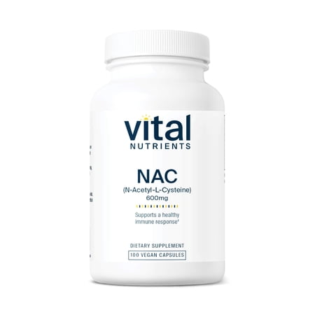 Vital Nutrients NAC 600mg | N-Acetyl Cysteine | Vegan NAC Supplement | Antioxidant for Sinus, Liver, Immune, and Respiratory Health | Gluten, Dairy, Soy Free | 100 Capsules
