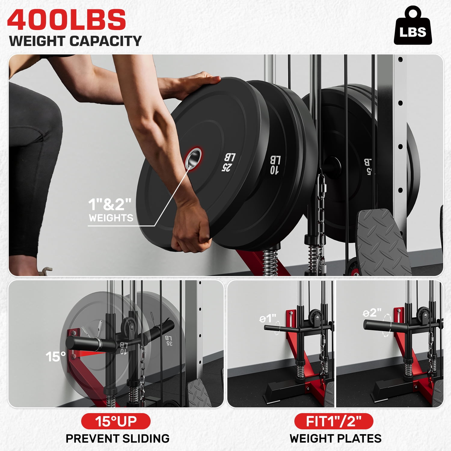 Mitonos  Cable Crossover Machine,Lat Pull Down Machine with Adjustable 18 Positions  Dual Pulley System,Wall Mount Cable Station  with 400LBS Weight Stack for Home Gym Fitness