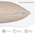 thumbnail image 5 of Bingfone Brown Gingham Linen Throw Pillow Covers Cushion Case Pocket Button Vintage Farmhouse Pillowcase for Sofa Couch Bed 18"x18", 5 of 9