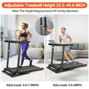 ADNOOM 300 LBS Capacity Treadmill with Desk — 2.5 HP Portable Folding Treadmill for Home, Running Machine with Incline & App, Bluetooth Speakers, LED Monitor and 64 Preset Programs for Home（BLACK）