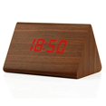 thumbnail image 1 of GEARONIC TM Triángulo moderno Madera Alarma de madera Reloj de escritorio digital Termómetro Temporizador clásico Calendario actualizado 2018 LED más brillante Marrón Monstrate SH1106-120, 1 of 3