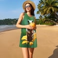 thumbnail image 3 of Fotbe Tree Frog Sitting On Sunflowes Vestido de Verano sin Mangas para Mujer – Vestido Midi Línea A, Estilo Camiseta Floral, Vestido Playero Casual y Fluido, 3 of 7