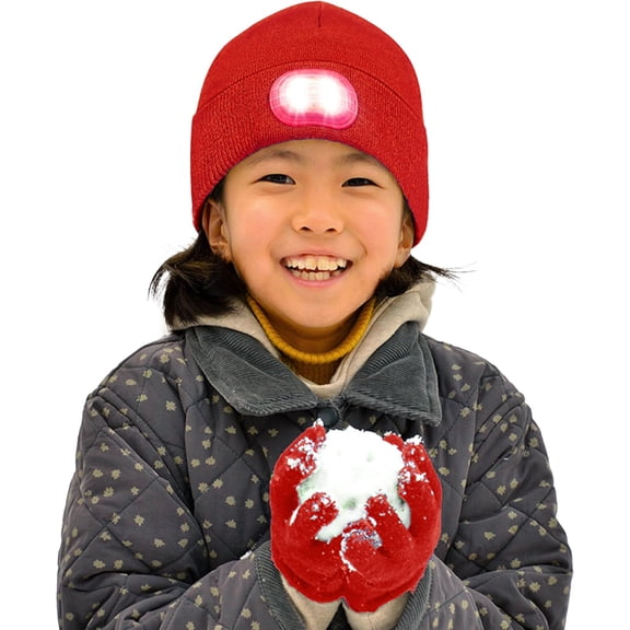 Headlightz by Roq Innovation - Kids Beanie with Light & Glove Set - Unisex LED Beanie Hat with Light Built in, Rechargeable