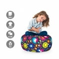 thumbnail image 2 of Colorful Storage Toy Bag Chair, Doodle Style Lively Colored Daisy Blooms Cheerful Fun Garden Composition, Stuffed Animal Organizer Washable Bag, Small Size, Multicolor, by Ambesonne, 2 of 3