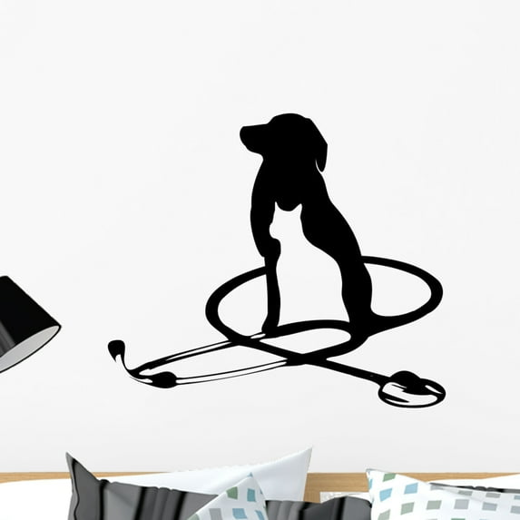 Veterinary Logo Phonendoscope Wall Decal Sticker by Wallmonkeys Vinyl Peel and Stick Graphic (24 in W x 21 in H)