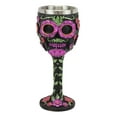 thumbnail image 2 of Ebros Gothic Black Red Pink Green Day of The Dead Sugar Skull Wine Goblet 7oz, 2 of 7