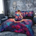 thumbnail image 5 of Erosebridal Winged Wolf Red Roses Aurora Print Twin Bedding Sets, Fantasy Wildlife Bedding Comforter Set for Men and Women, Black Reversible 7 Pieces, 5 of 6