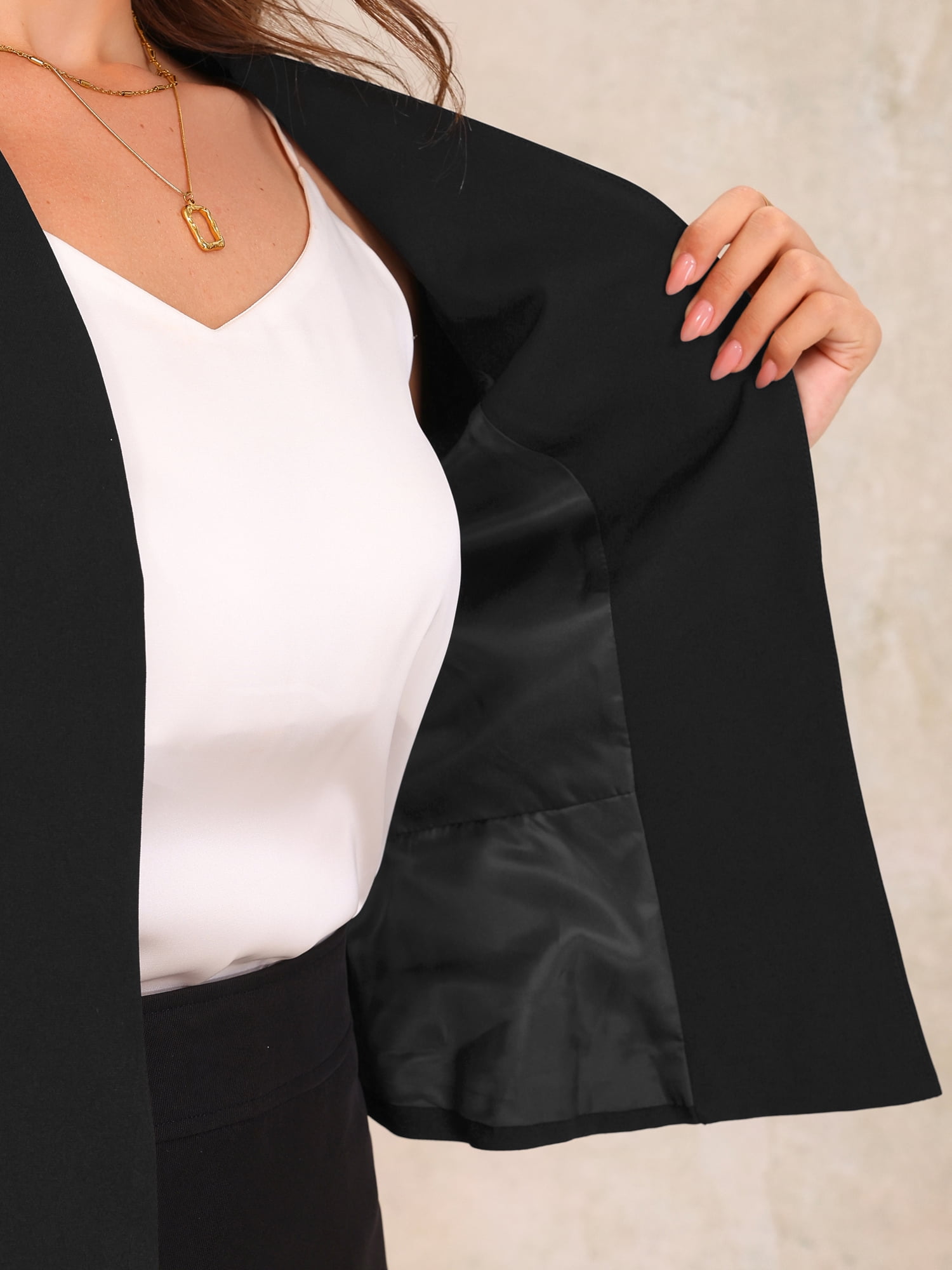 DARING DIVA Women's Open Front 3/4 Sleeve Peplum Business Blazer L Black