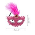 thumbnail image 2 of Unique Bargains 1 Pce Masque Demi-Visage à Motif de Dragon avec Plumes pour Fête Masquée Rose Rouge, 2 of 5