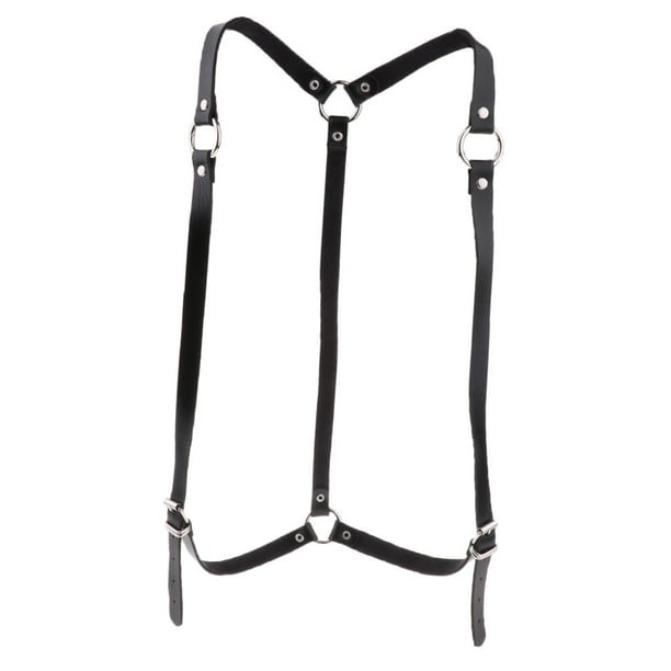 Arnés corporal con cadena de pecho ajustable para mujer, de piel sintética, estilo gótico punk 黑色 + 加厚