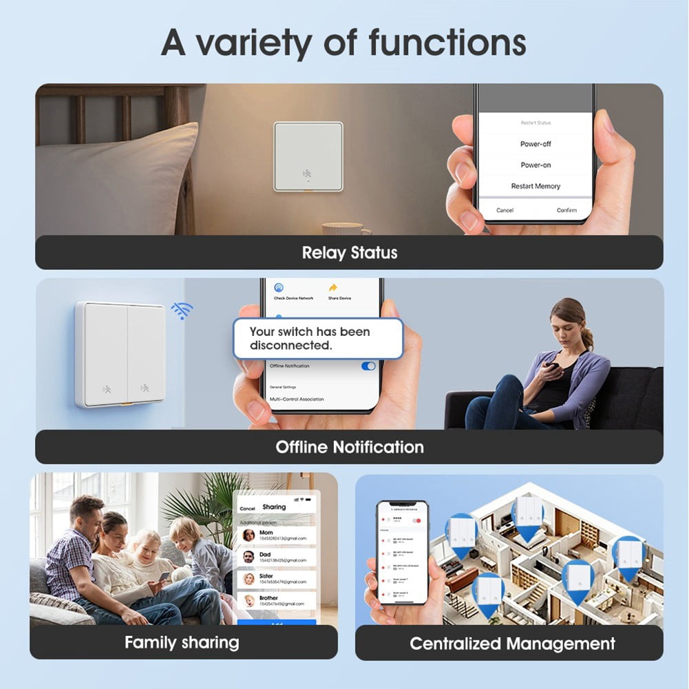 For Tuya For Zigbee 1/2/3 Gang Human Motion-Sensing Smart Wall Secure Switch
