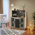 thumbnail image 2 of Costway 2-Door Buffet Bar Cabinet Kitchen Storage Sideboard Wine Rack Glass Holder Grey, 2 of 10