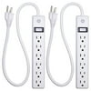General Electric 6-Outlet Power Strip, 2Feet, White, 2 Pack – 14833