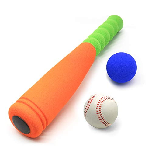 CELEMOON Toddler-Size Soft Foam 16.5" Kids Baseball Bat Toys with 3 Balls for Toddler 3 , Carrying Bag Included, Orange
