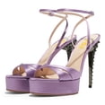 thumbnail image 2 of FSJ Women Open Toe Ankle Strap Platform Sandals Strappy Stiletto High Heels with Rivets Sexy Prom Themed Party Shoes Size 11 Purple, 2 of 6