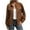 Brown, variant on BangWanChi Womens Coats and Jackets Women's Winter Lapel Cardigan Jacket Retro Solid Color Long Sleeve Jacket
