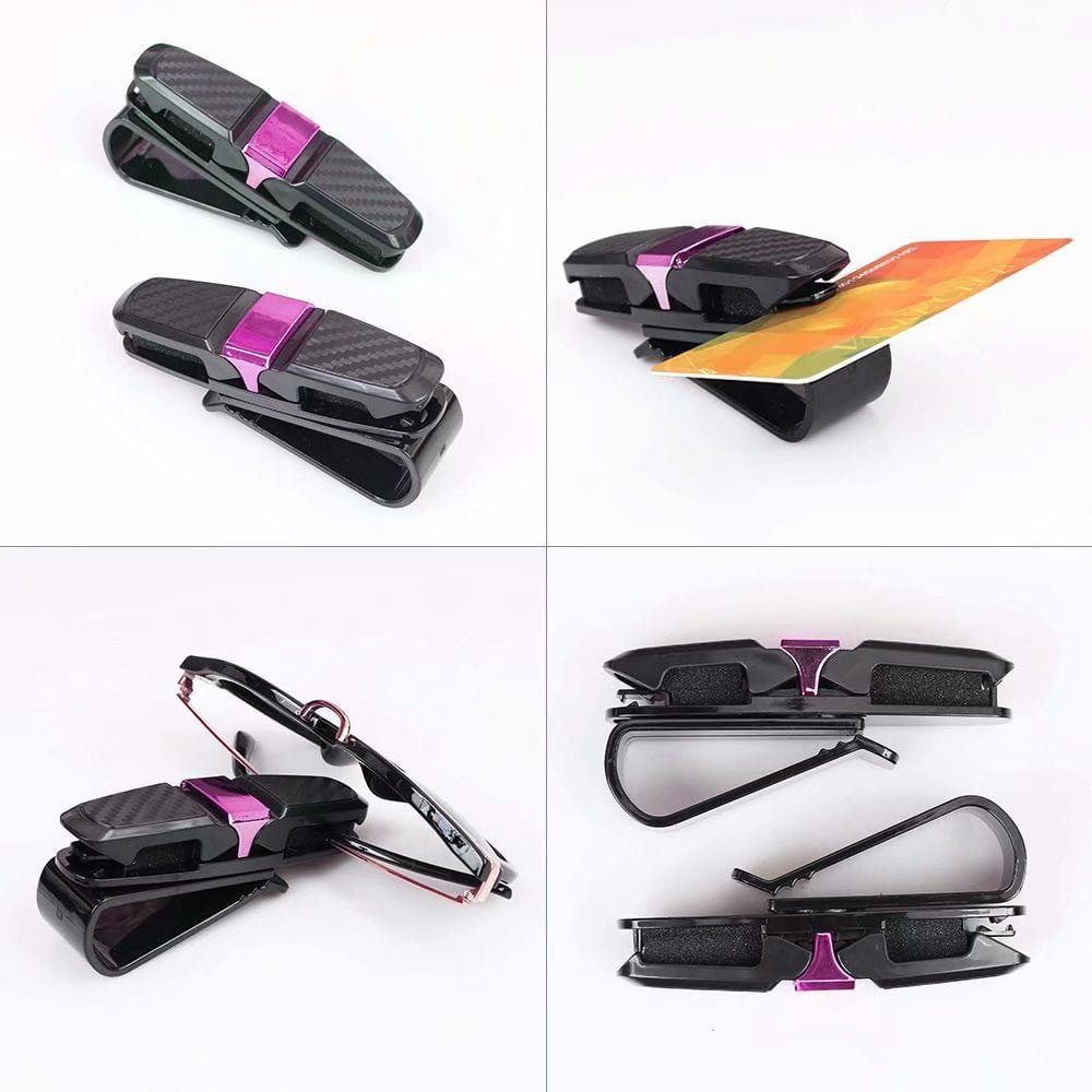 2 Packs Sunglasses Holder for Car Sun Visor homEdge Sun Visor Clip Car Sunglasses Clip Glasses Hanger Mount with Card Clip-Golden 