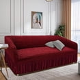thumbnail image 2 of Stretch Sofa Slipcover Couch Cover Easy Fitted Universal High Stretch Furniture Protector with Skirt Country Style (Wine Red, Triple Seat), 2 of 9