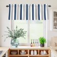thumbnail image 5 of 3 Piece Kitchen Curtains and Valances Set Navy Blue Striped Cafe Curtains 36 Inch Length Geometric Grey White Vertical Stripes Valance & Tier Curtain for Living Room Bedroom Window 54"x18"+27"x36"*2, 5 of 6