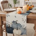 thumbnail image 2 of Navy Blue Pumpkin Fall Cotton Linen Rectangle Table Runners 13"x72", Rustic Autumn Harvest Thanksgiving Coffee Table Runner Dresser Scarves Luxury Table Runners for Wedding Party Banquet Dinner Decor, 2 of 8
