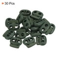 thumbnail image 3 of 0.8x0.9" Cord Locks Double Hole Spring End Toggle Stopper, Dark Green, 30 Pack, 3 of 5