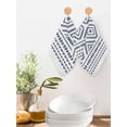 thumbnail image 2 of Navy Blue Boho Kitchen Dish Towels for Drying Dishes Set of 2, Vintage Southwestern Geometric Stripes Waffle Weave Microfiber Hand Tea Bathroom Towels Quick Dry & Absorbent Towel 12x12, 2 of 7