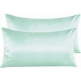 thumbnail image 1 of Zippered Satin Pillow Cases for Hair and Skin, Luxury King Hidden Zipper Pillowcases Set of 2, 20 x 36 Inches, Cyan, 1 of 7