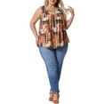 thumbnail image 2 of Agnes Orinda Women's Plus Size Boho Tank Tops Pleated Round Neck Sleeveless Curved Hem Casual Beach Flowy Camisole Tee Shirts 1X Orange, 2 of 6
