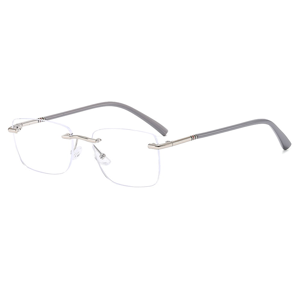 4 Pairs of Women Rimless Rectangular Reading Glasses, Men Frameless Metal Blue Light Blocking Readers