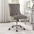thumbnail image 2 of Scranton & Co Velvet Tufted Swivel Adjustable Office Chair in Gray, 2 of 6