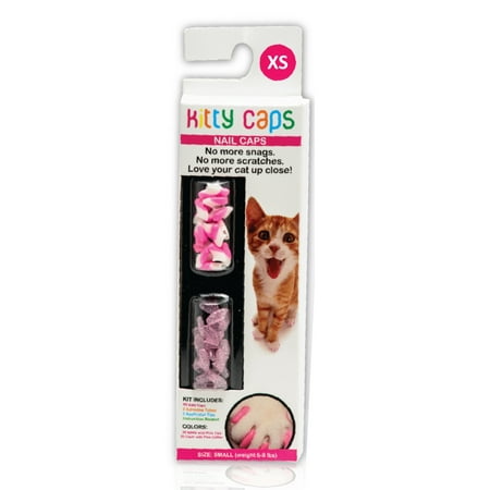 UPC: 0742797787121 | Kitty Caps Nail Caps for Cats | Safe  Stylish & Humane Alternative to Declawing | Stops Snags and Scratches  X-Small (Under 5 lbs)  White with Pink Tips & Clear with Pink Glitter  40ct